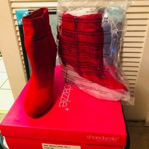 Red heel ankle boots